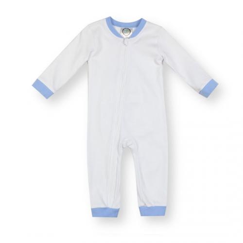 Blank Infant Boy's Drop Flap Gingham Trim Unionsuit Playsuit